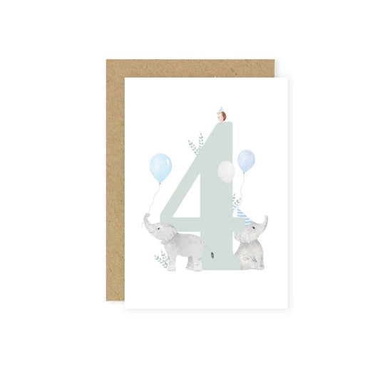 4th Birthday Animals Greetings Card