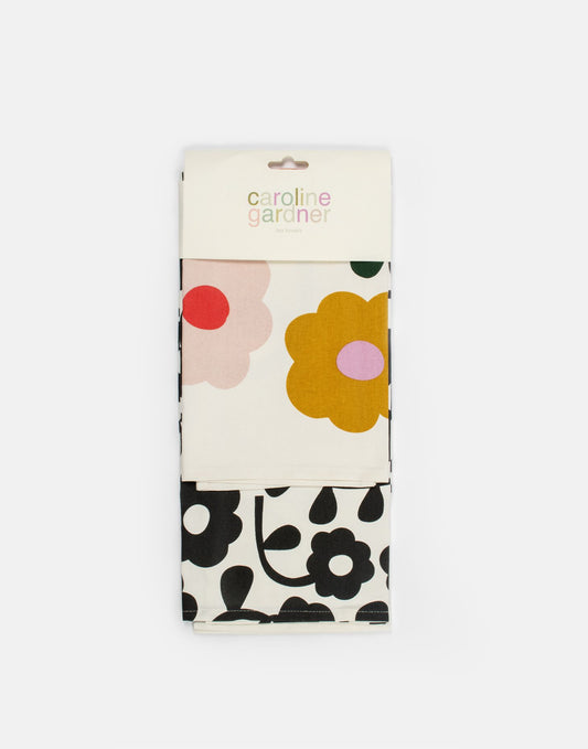 Multi/Mono Floral Set of 2 Tea Towels