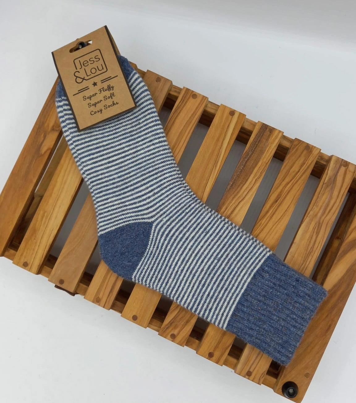 Sleek Stripe Ribbed Navy Socks