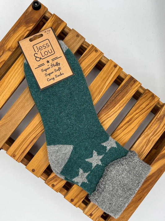 Super Star Super Cosy Navy Cuff Socks, Jess and Lou Socks