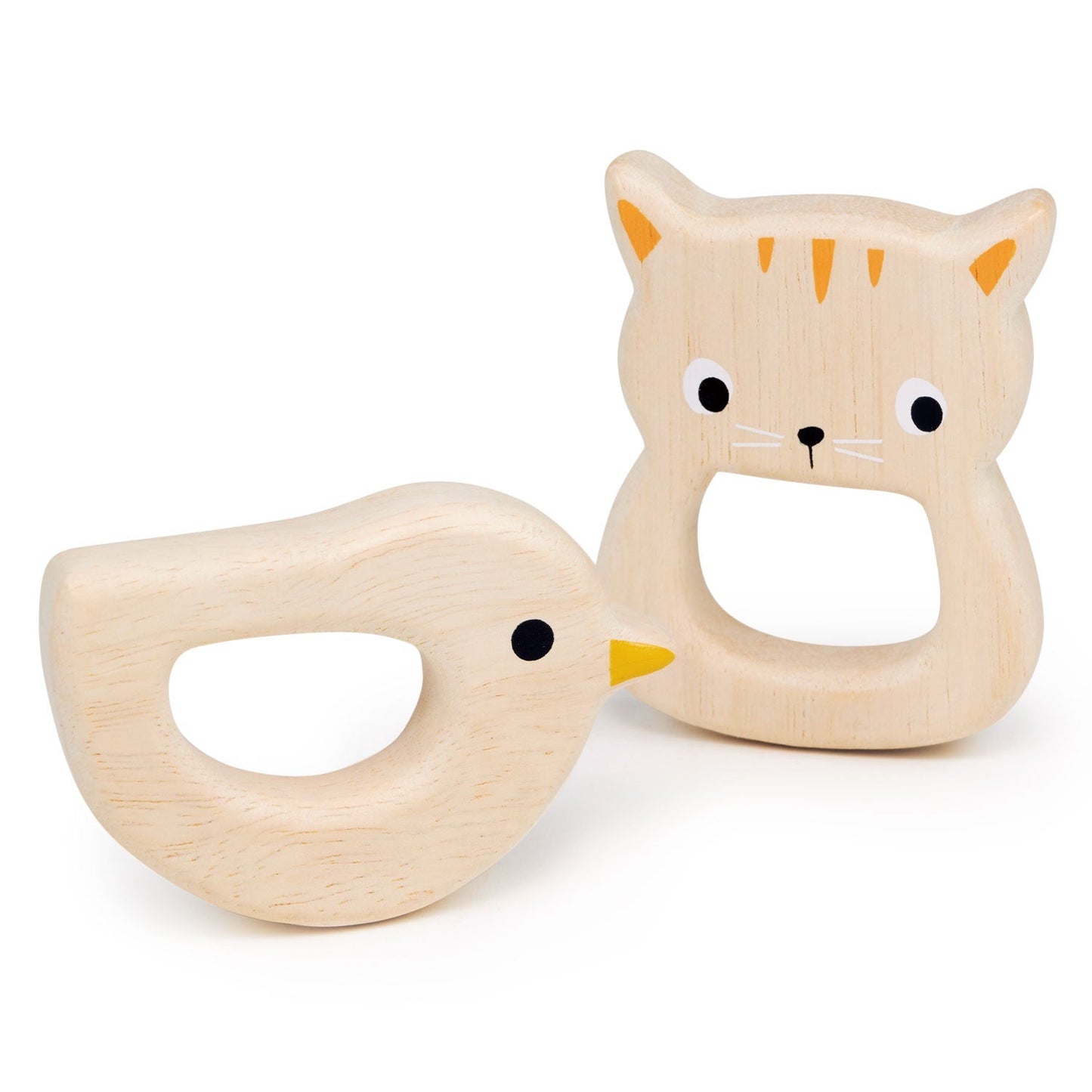 Rubberwood Cat & Bird Shaped Teethers