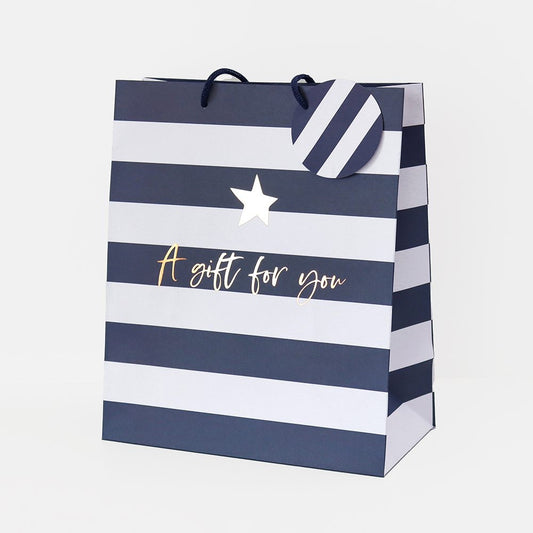 Gift For You Blue Stripe Gift Bag