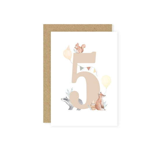 5th Birthday Woodland Creatures Greetings Card