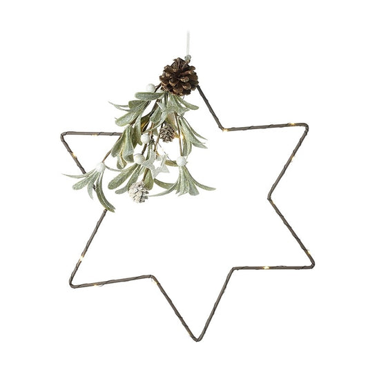 Light Up Star With Mistletoe Decoration