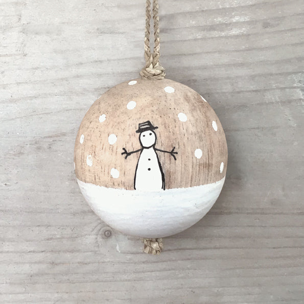 Wooden Bauble Snowman