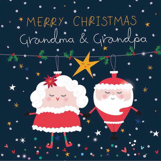 Luxury Foiled Single Christmas Card Grandma & Grandpa