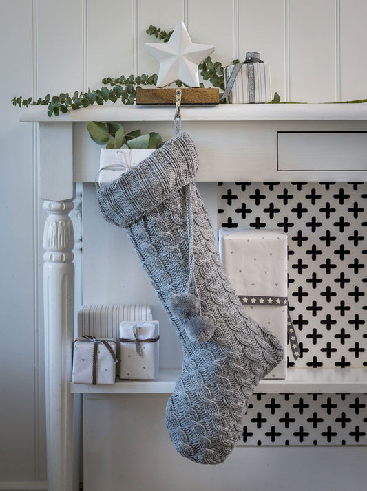 Knitted Christmas Stocking Grey