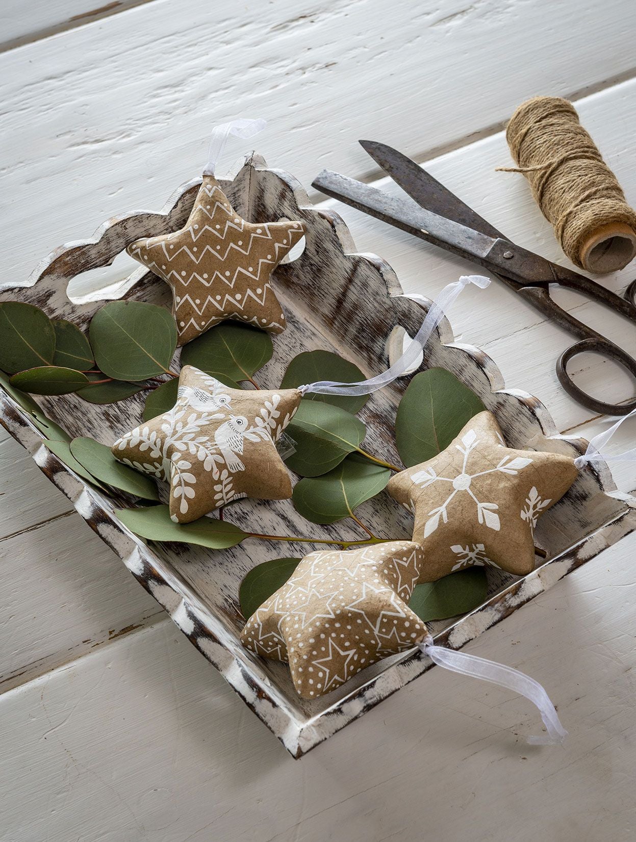 Recycled Brown Paper Star Decorations