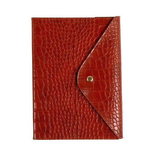 Luxury Vegan Leather Folio Notebook A5 Cognac