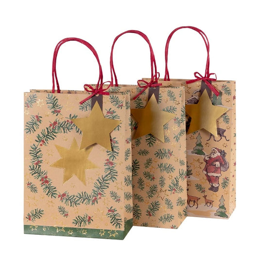 Christmas Kraft Style Gift Bags