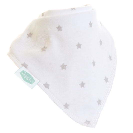 White With Grey Stars Bandanna Bib